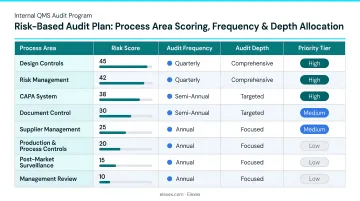 Risk-based audit plan process area scoring frequency and depth allocation table