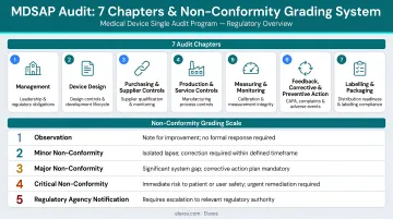 MDSAP seven audit chapters and five-grade non-conformity scoring system overview