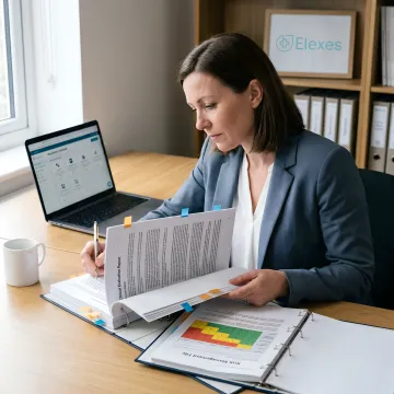 Consultant reviewing clinical evaluation documents