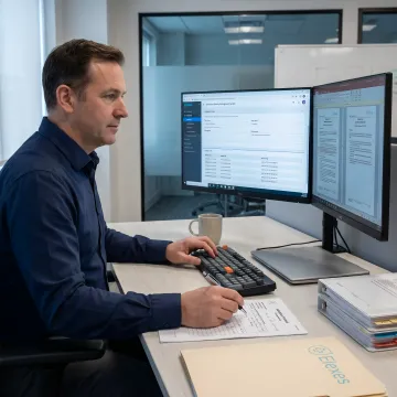Consultant reviewing electronic records compliance