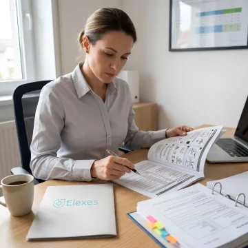 Consultant reviewing medical device IFU and labels