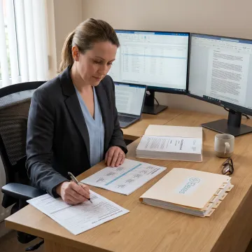 Consultant analyzing post-market compliance records