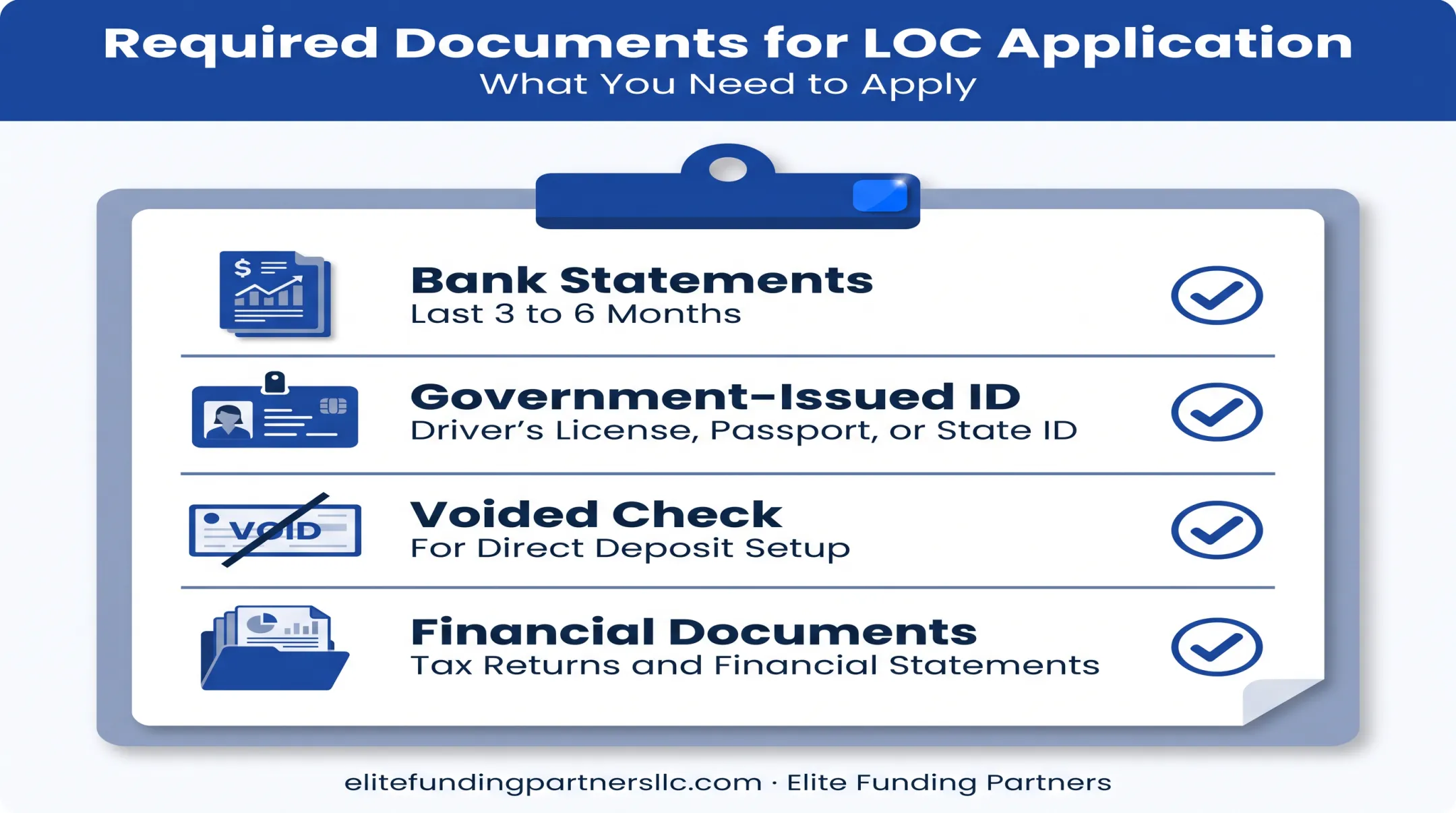 Business line of credit application checklist and required documents overview