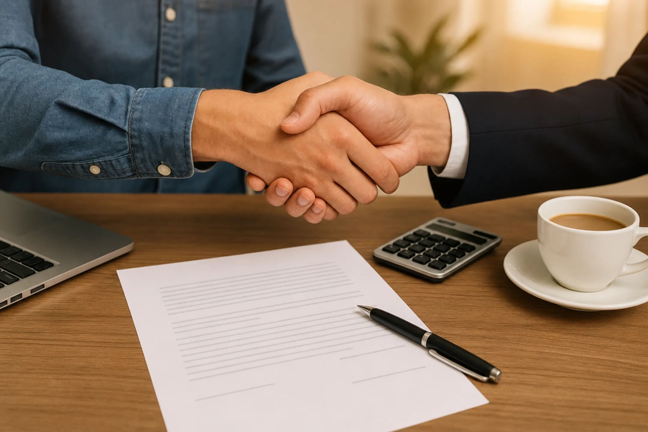 Handshake symbolizing formalized private investor loan agreement
