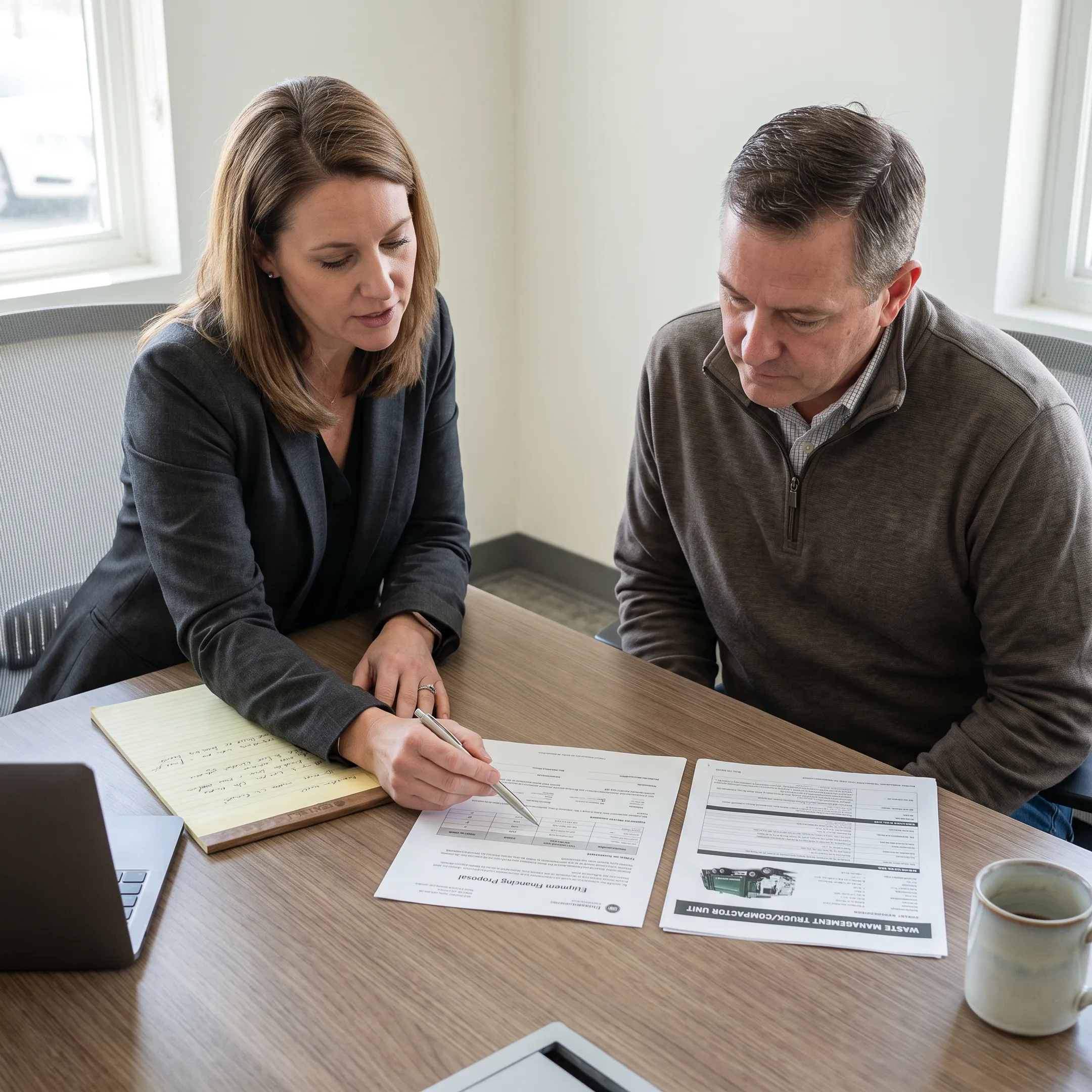 Business owner reviewing equipment financing options
