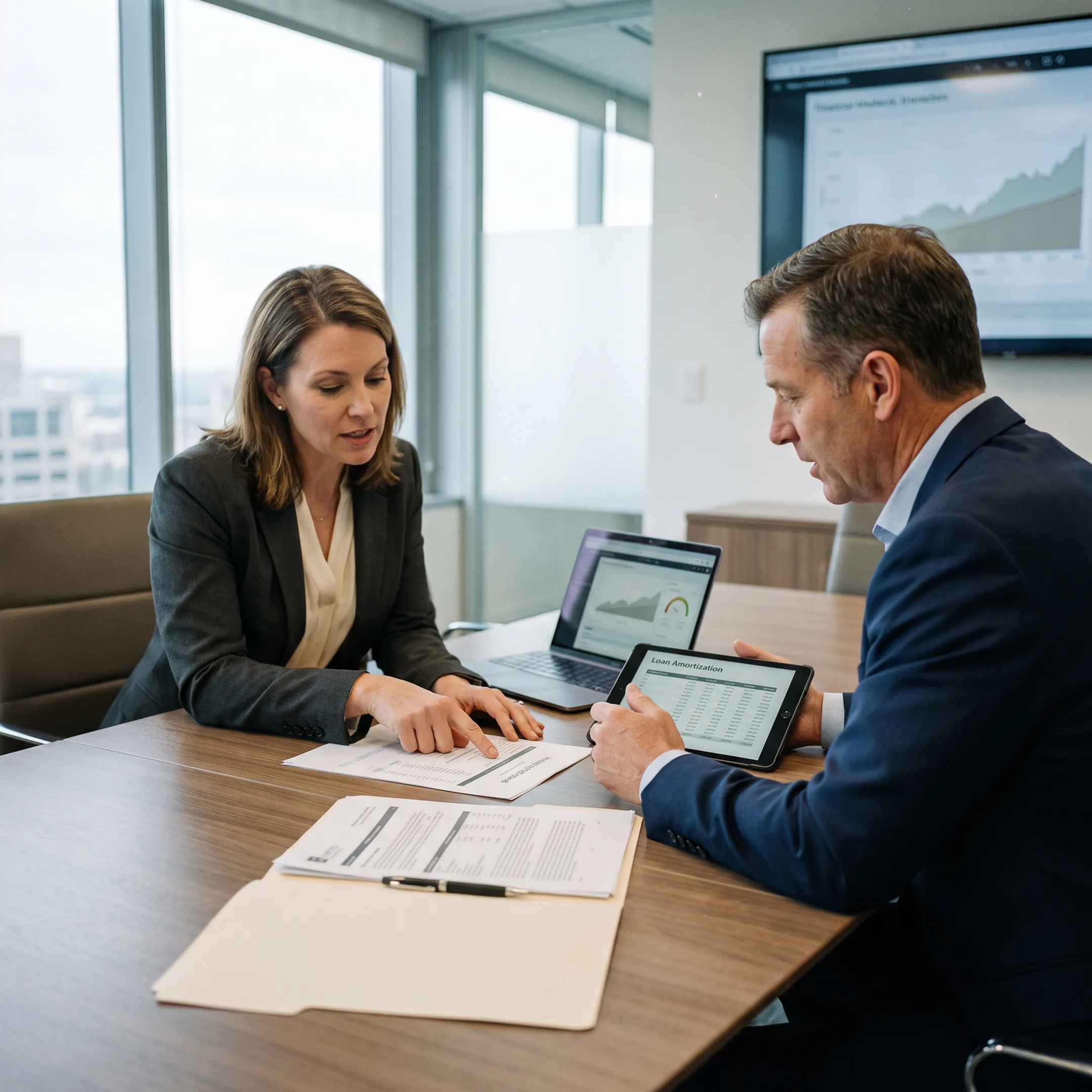 Business owner reviewing drilling equipment financing