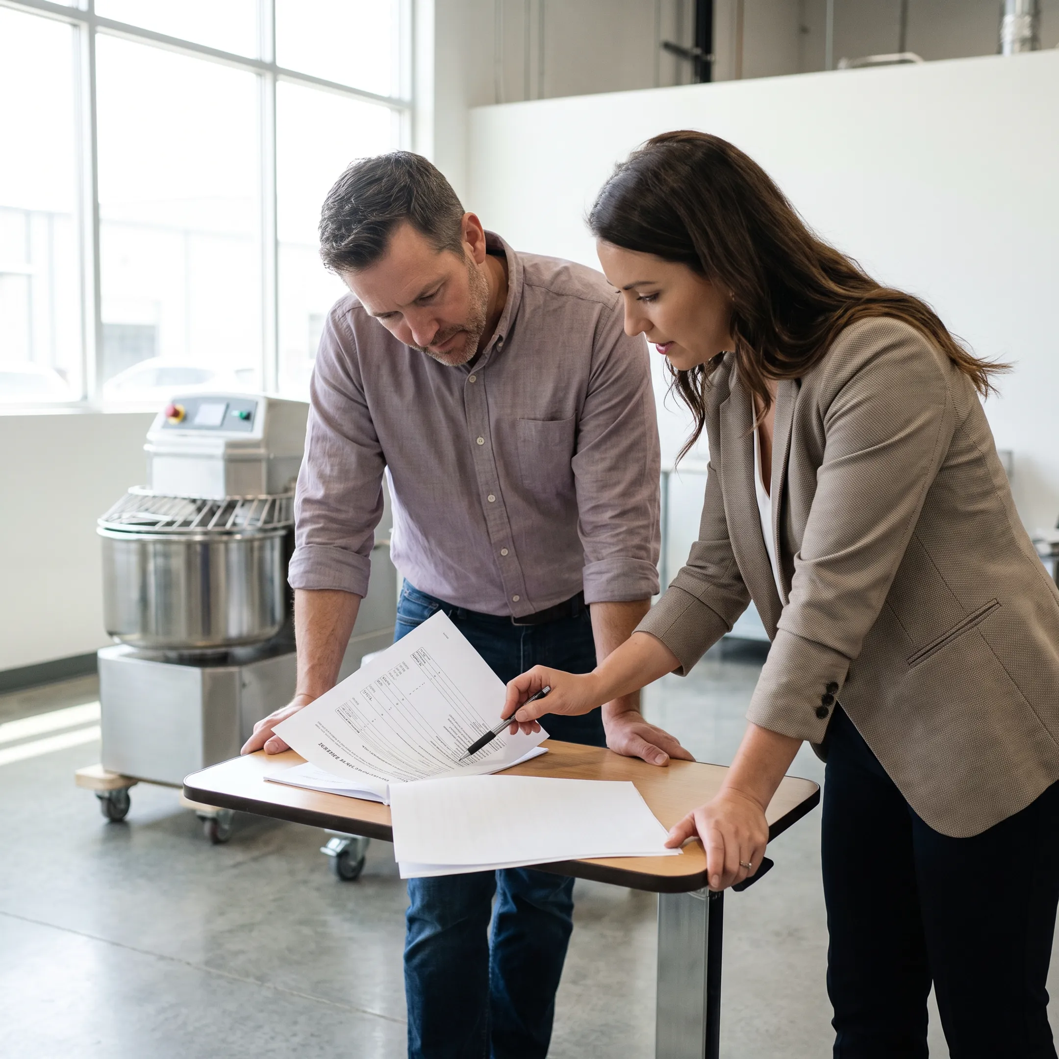 Business owner reviewing equipment financing options