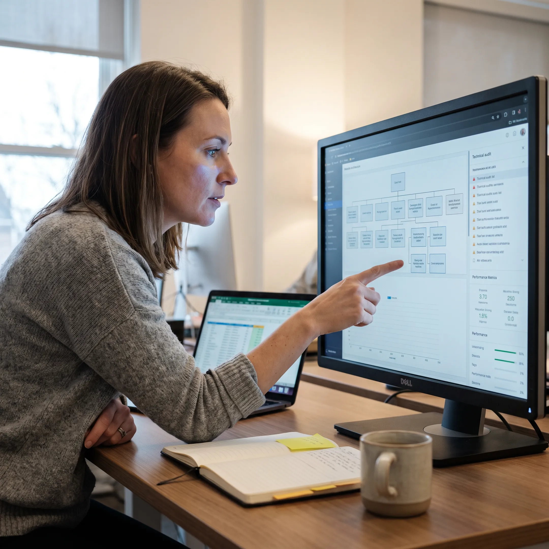 Digital strategist mapping website structure and technical SEO improvements