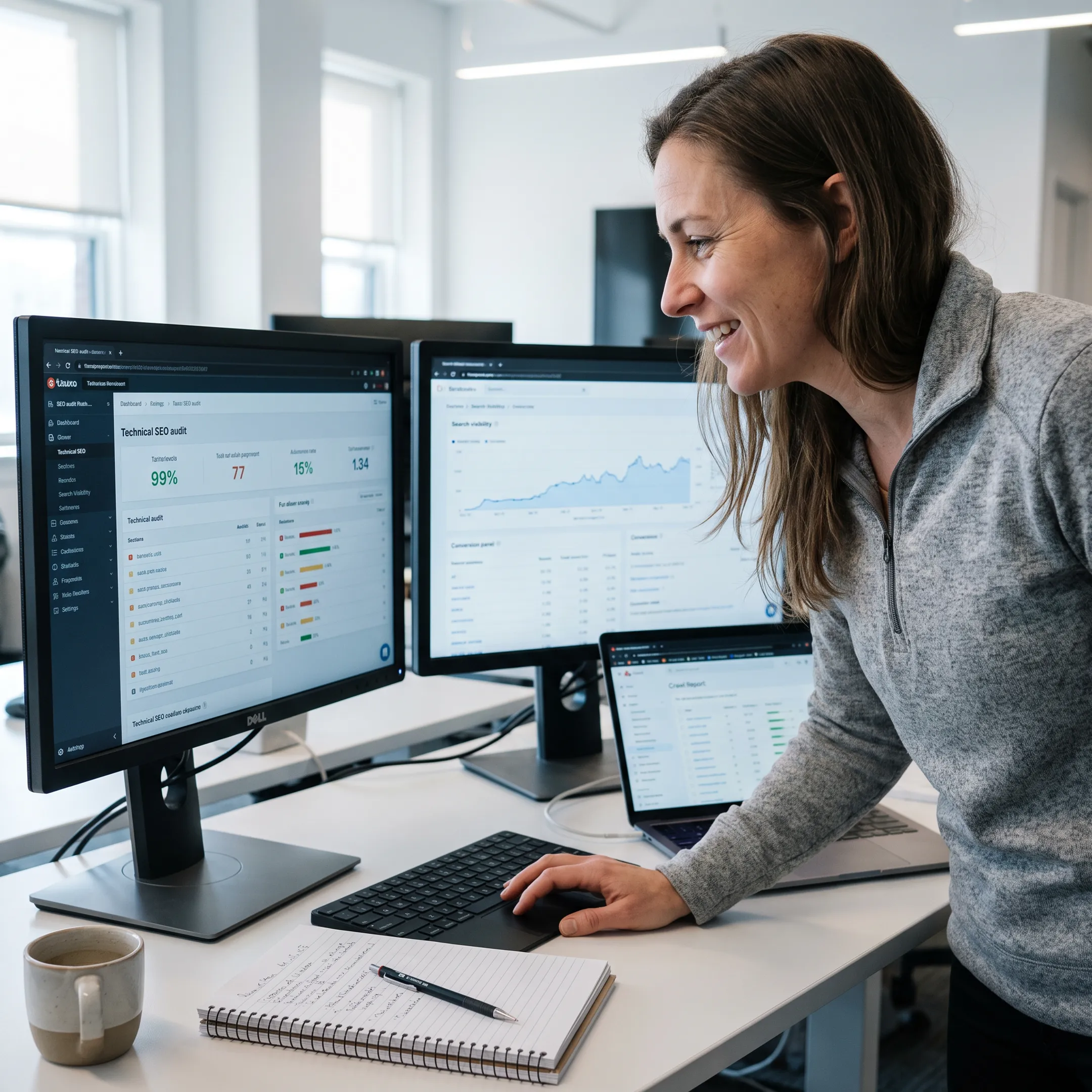SEO specialist analyzing WordPress website performance and search data