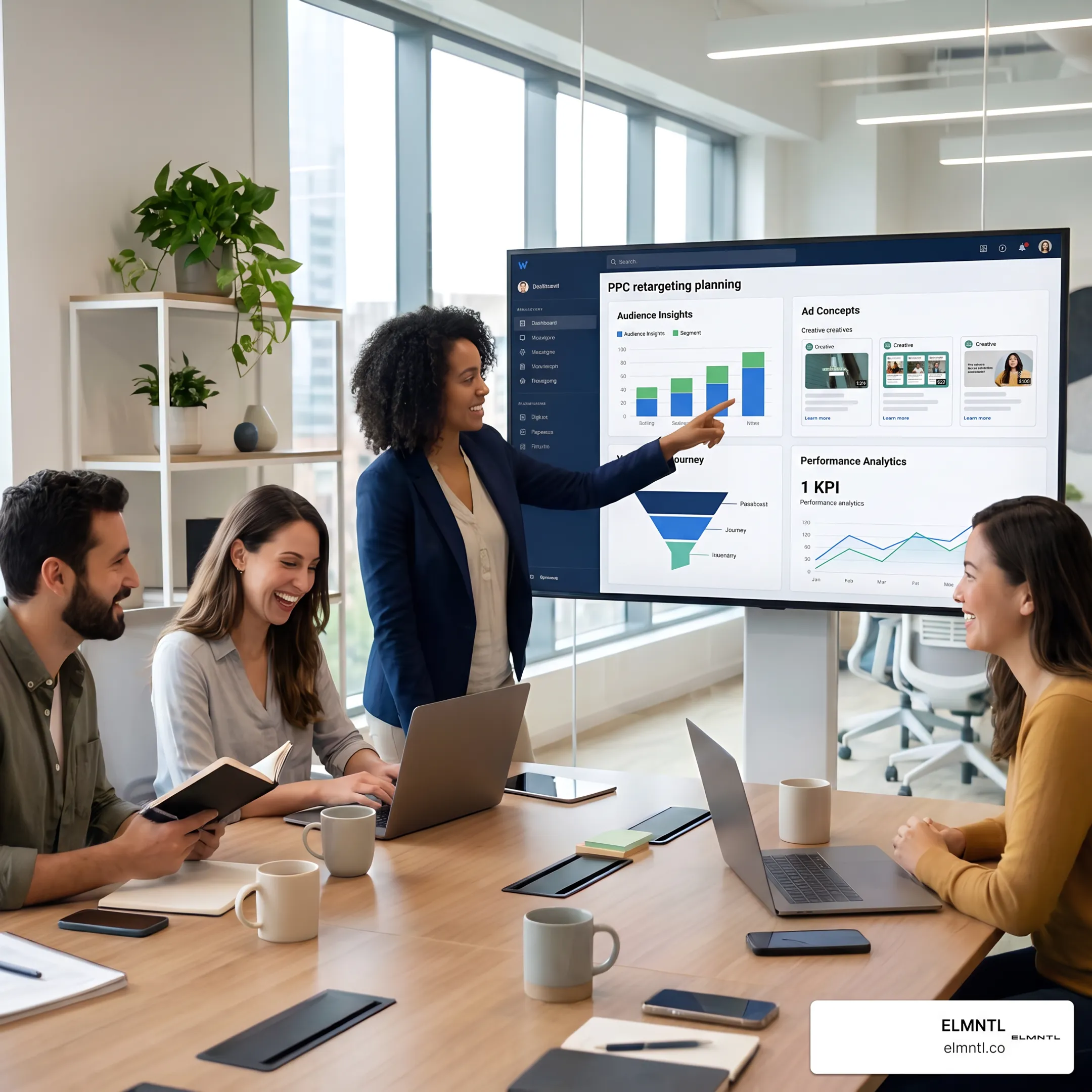 Strategist planning a PPC retargeting campaign with audience insights
