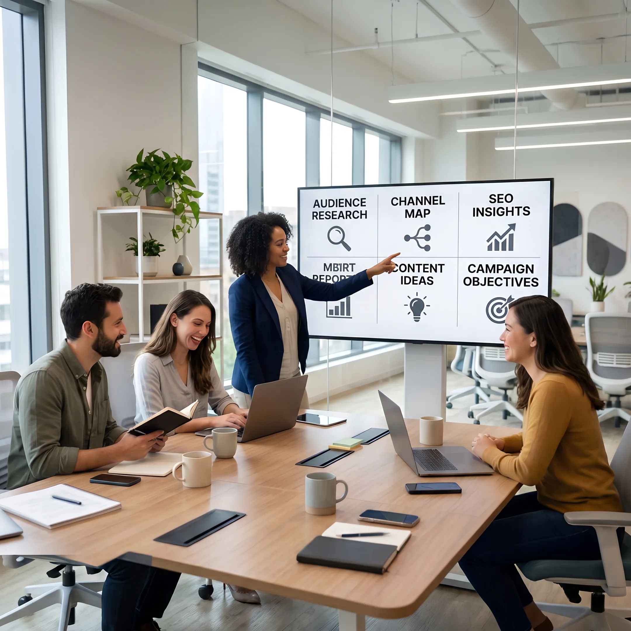 B2B marketing team planning an integrated demand generation strategy