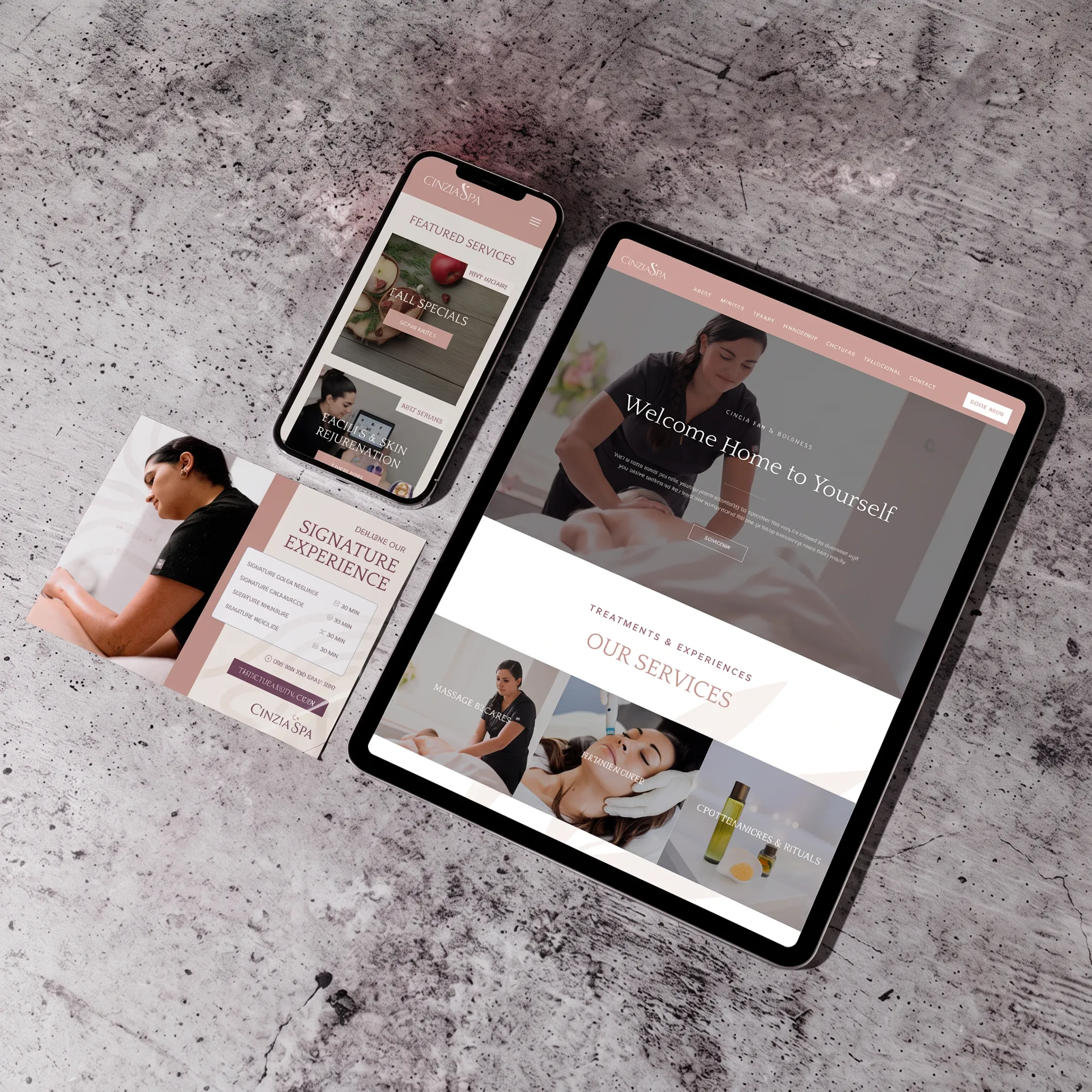 Conversion-focused landing page displayed on laptop and mobile devices beside marketing notes