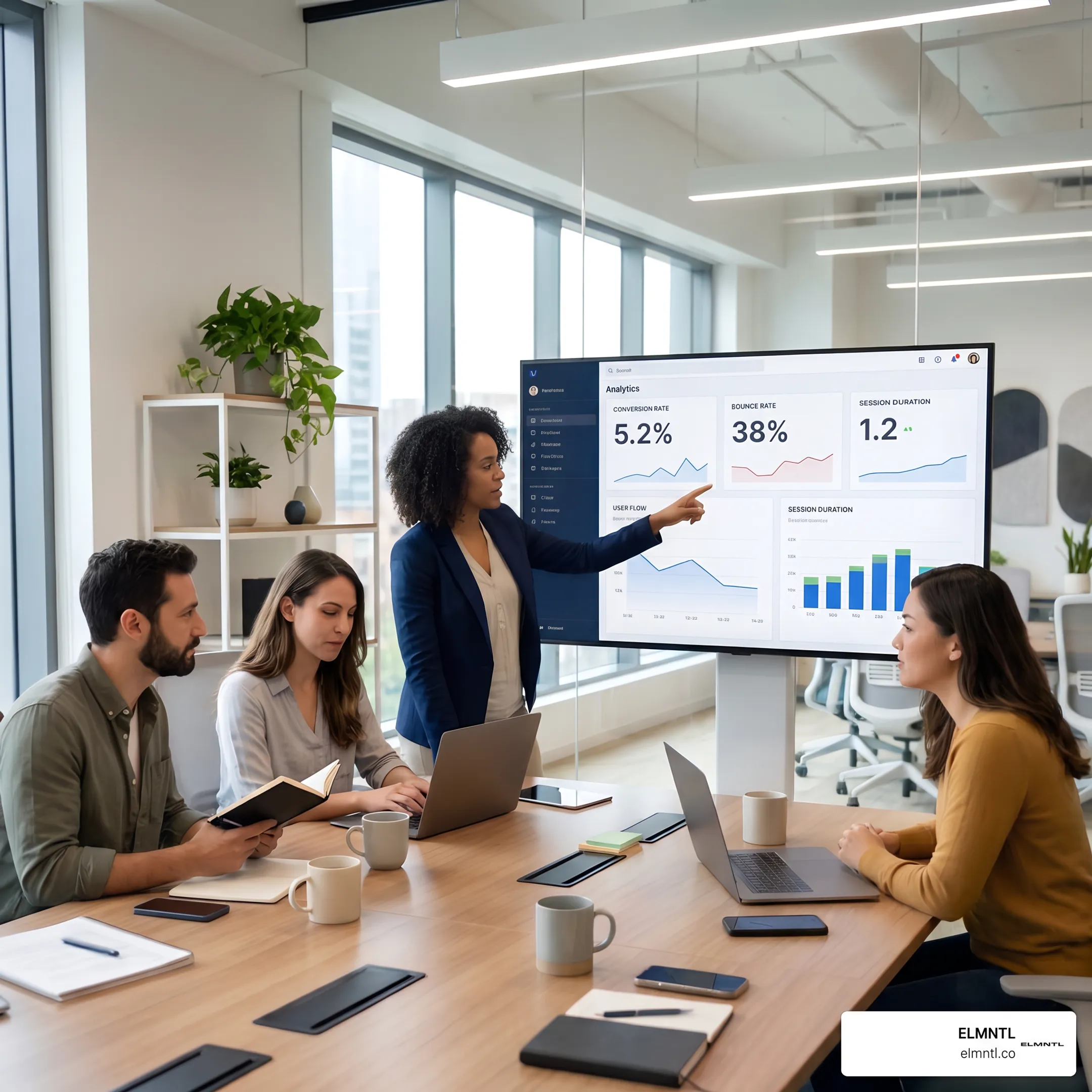 Strategist presenting website conversion improvement recommendations
