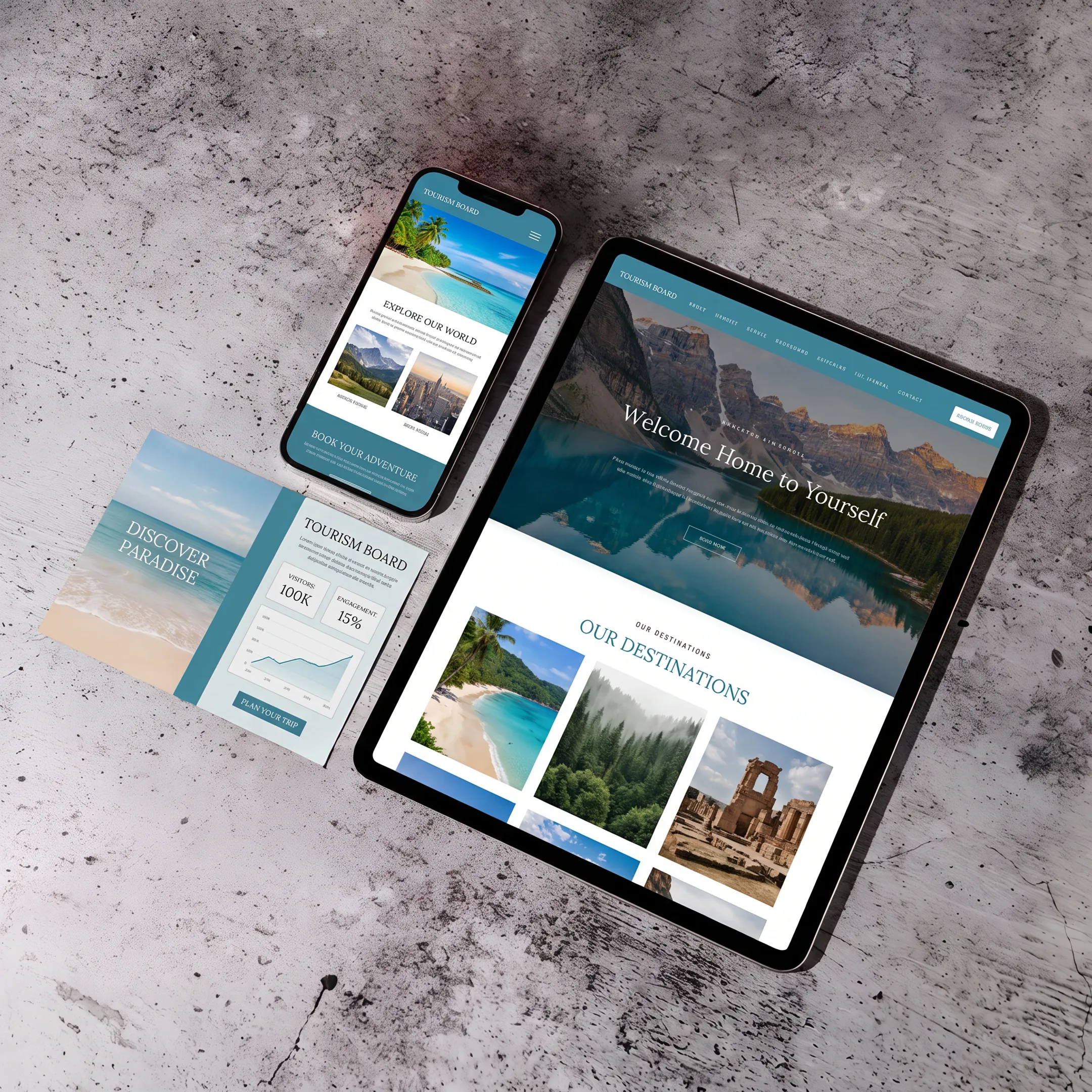 Destination marketing campaign displayed across a website and social media channels