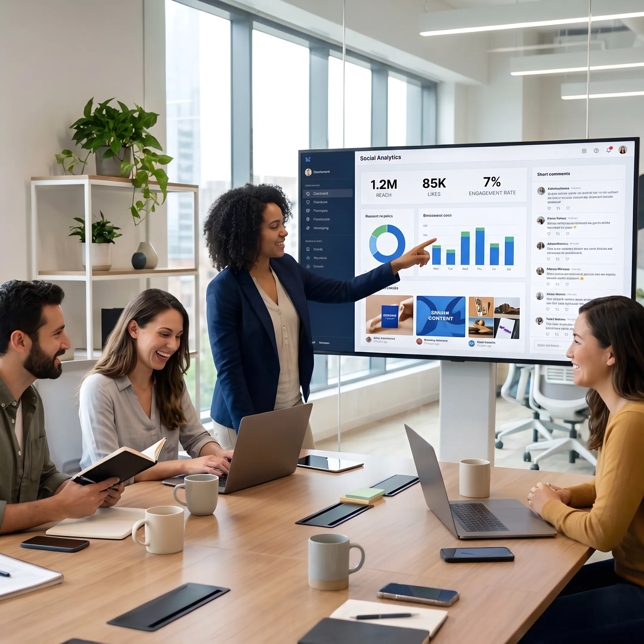 Social media strategist reviewing audience engagement and content performance