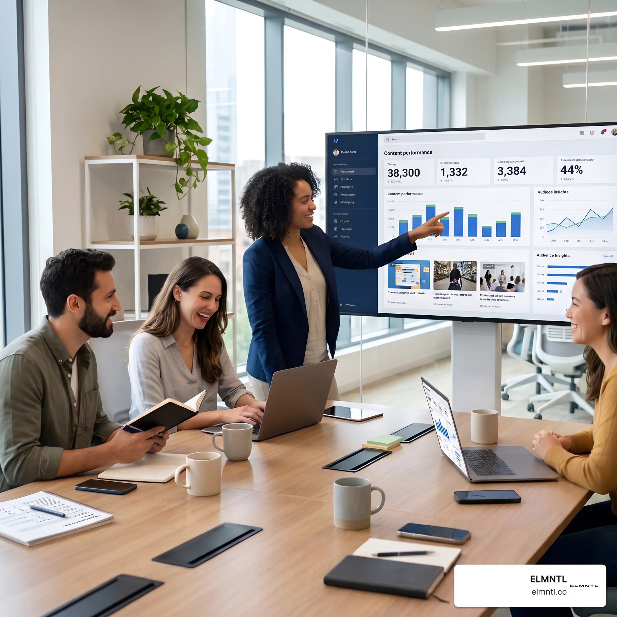Content strategists reviewing campaign performance