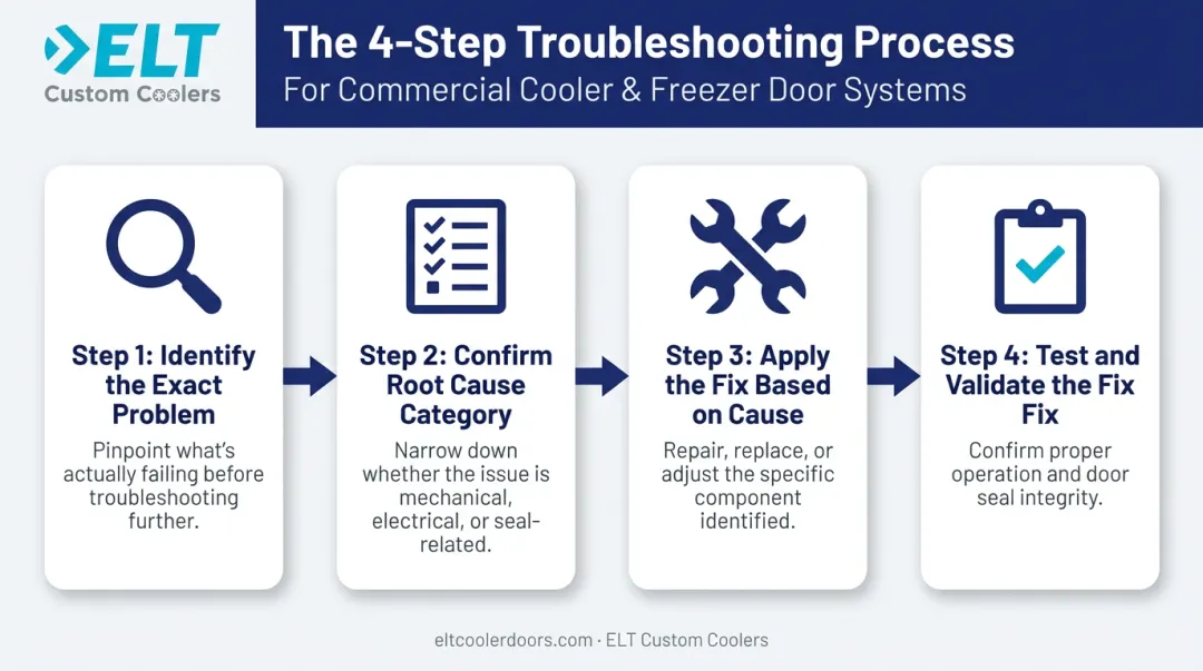 4-step troubleshooting process for fixing a freezing walk-in cooler
