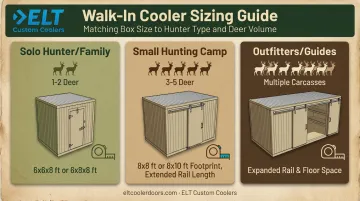 Walk-in cooler sizing guide by hunter type and camp size
