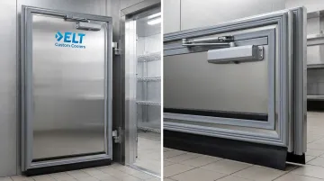 Walk-in cooler door with magnetic gasket sweep and anti-condensate heat wire components