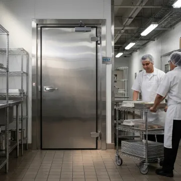 Restaurant walk-in cooler door