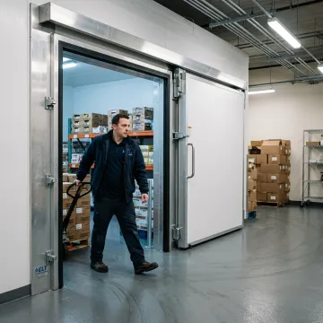Grocery store walk-in freezer door