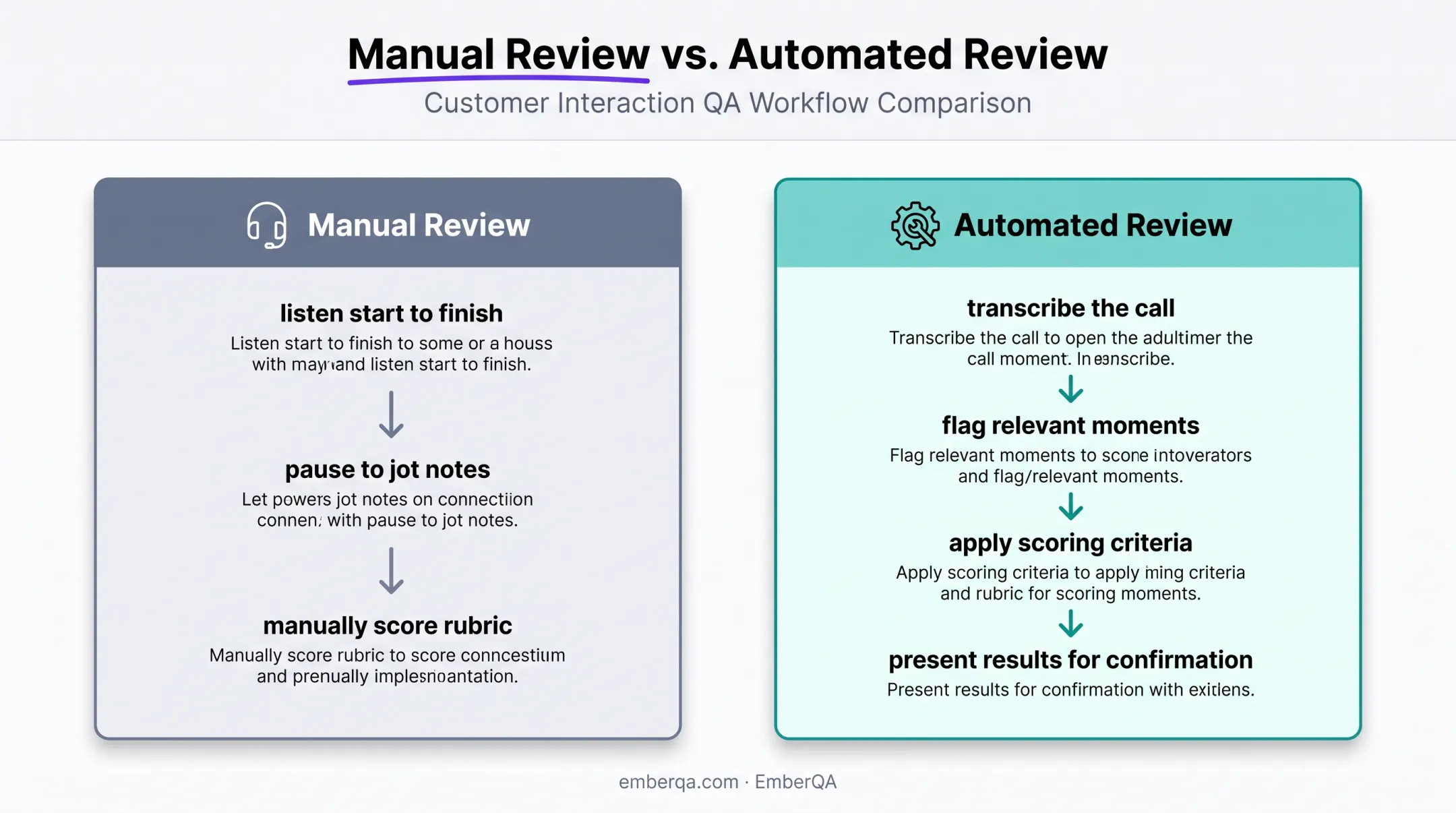 Manual versus automated call quality review workflow comparison