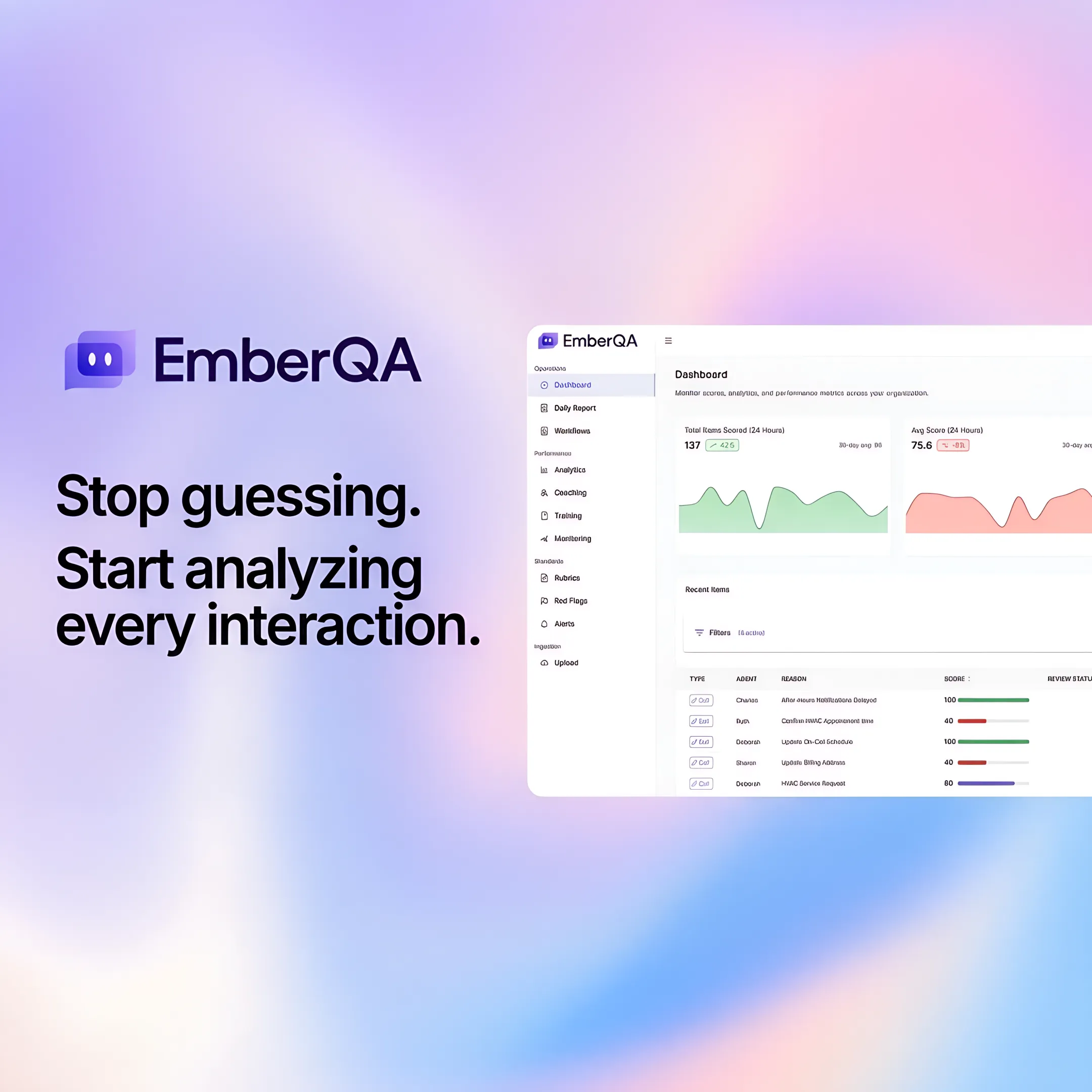 Contact center manager reviewing AI quality assurance insights
