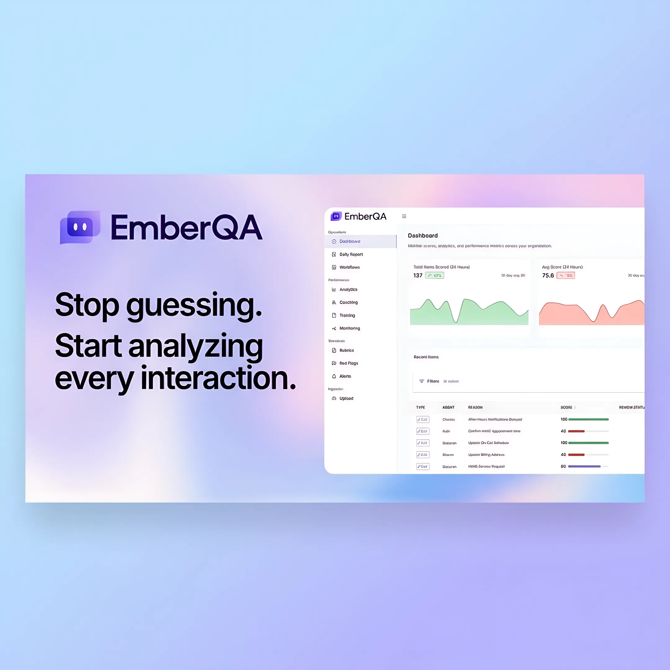 Call center manager reviewing searchable AI-generated transcripts and quality insights on a software dashboard