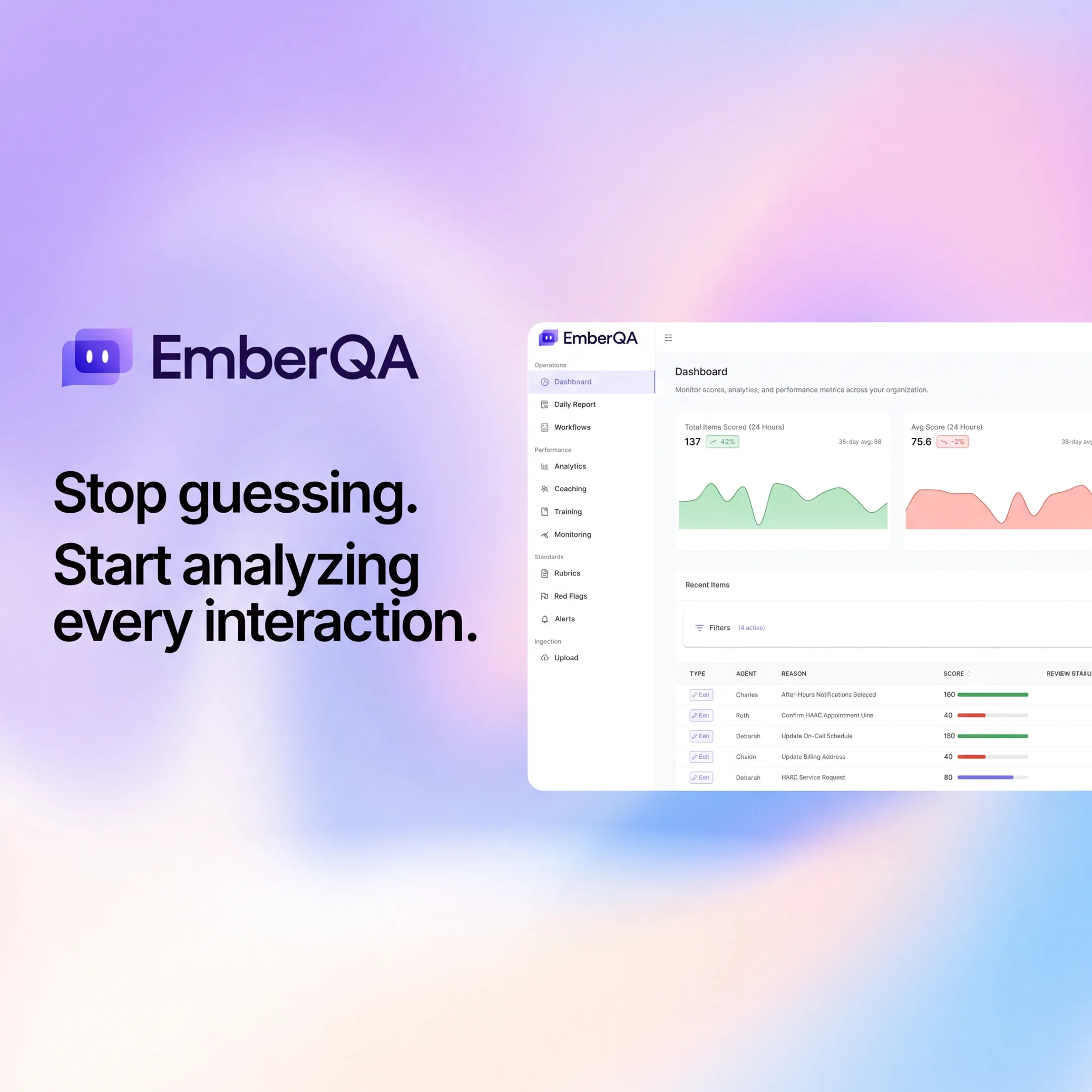 Quality assurance manager reviewing AI interaction insights