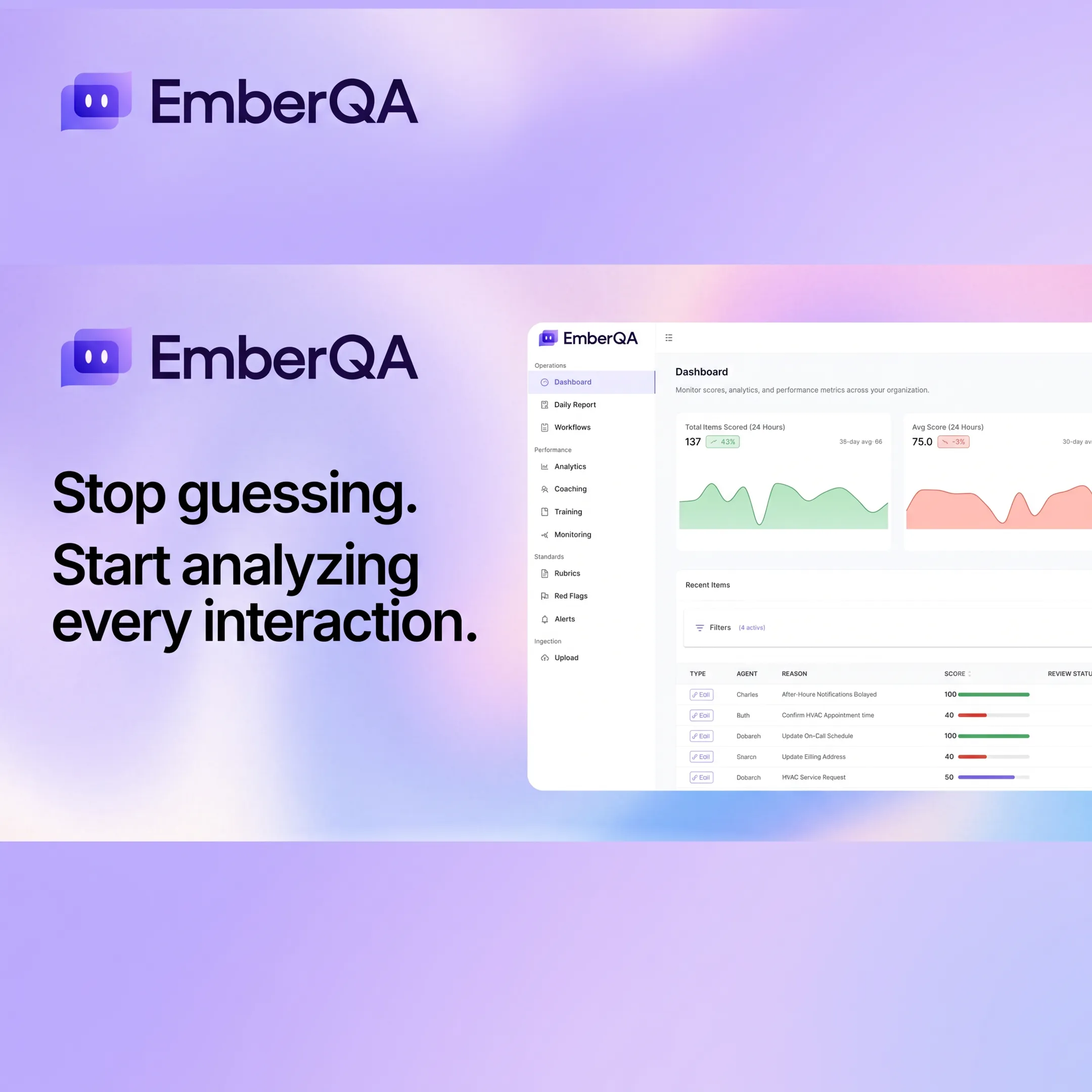 Manager using AI interaction analytics to guide agent coaching