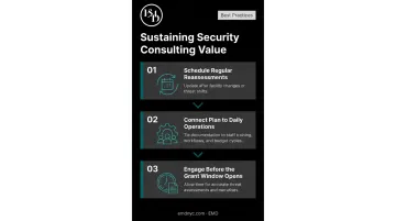 Three best practices for maximizing security consulting partnership value process infographic
