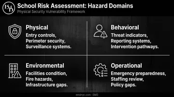 Four school risk assessment hazard categories physical behavioral environmental operational breakdown