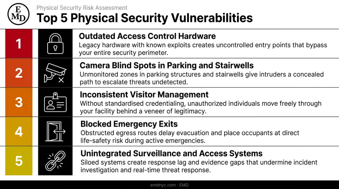 Top five most common physical security vulnerabilities found during facility audits