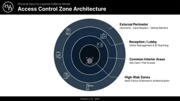 Layered access control strategy four zones from perimeter to high-risk areas
