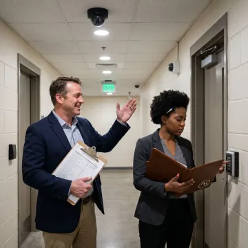 Security assessment team reviewing access control points
