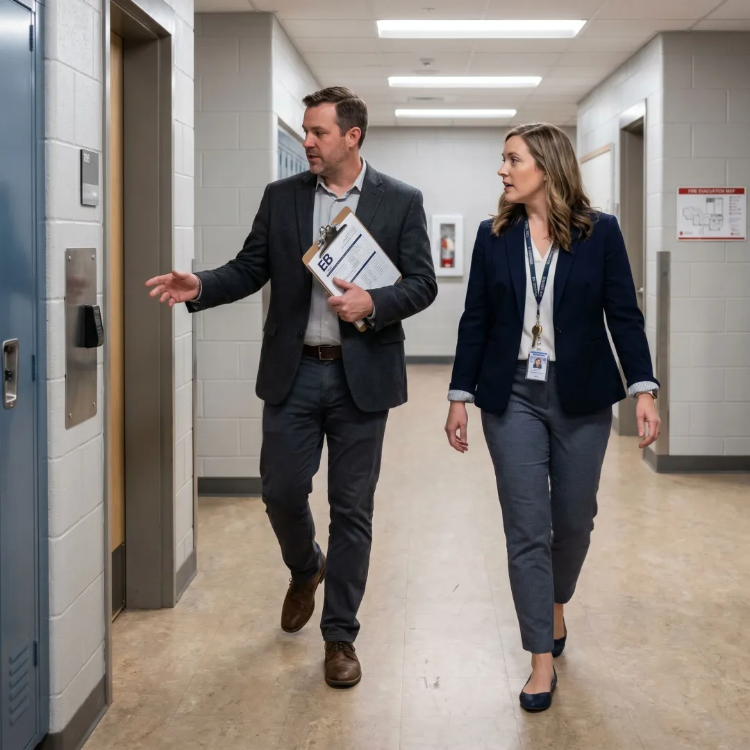 Consultant documenting school security vulnerabilities