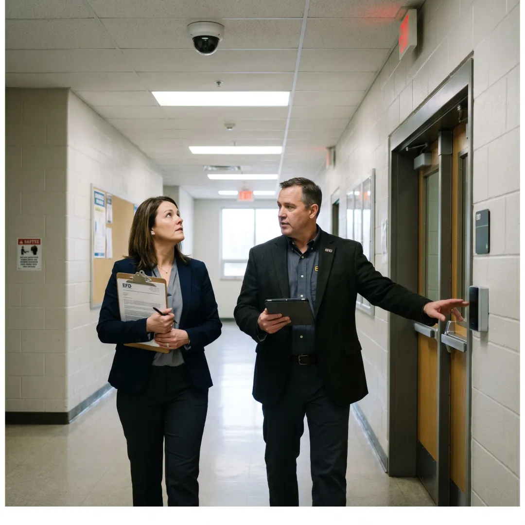 Security team conducting a facility walkthrough