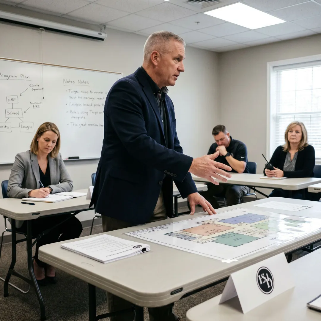 Active shooter preparedness consultant leading security training