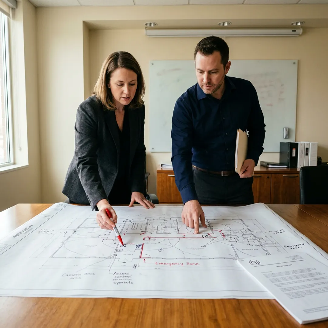 Security team mapping access control and surveillance improvements
