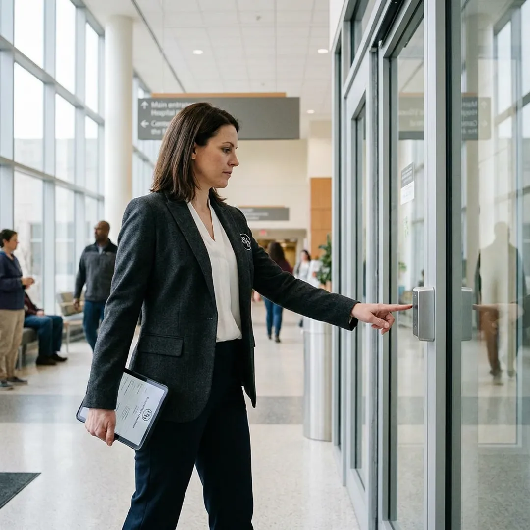 Consultant assessing hospital security design