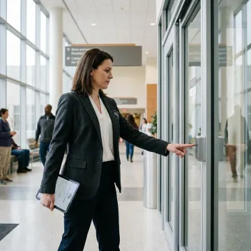 Consultant assessing hospital security design