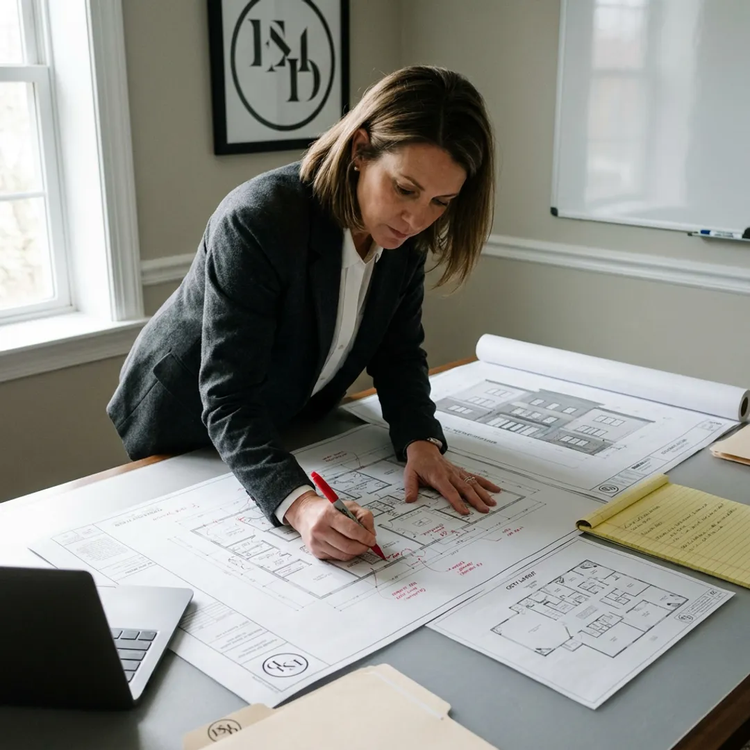 Security consultant reviewing CCTV system plans