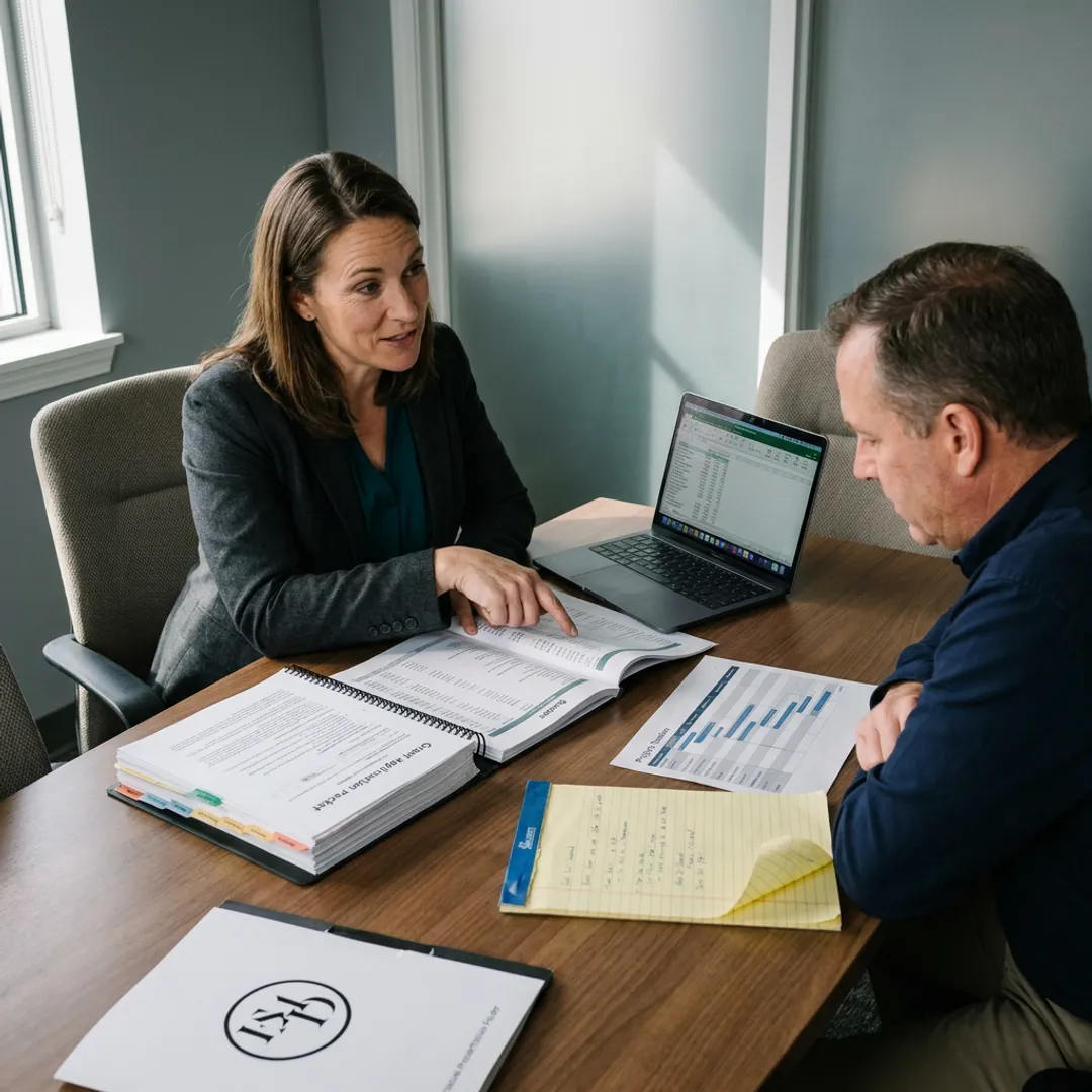 Grant consultant reviewing compliance documents