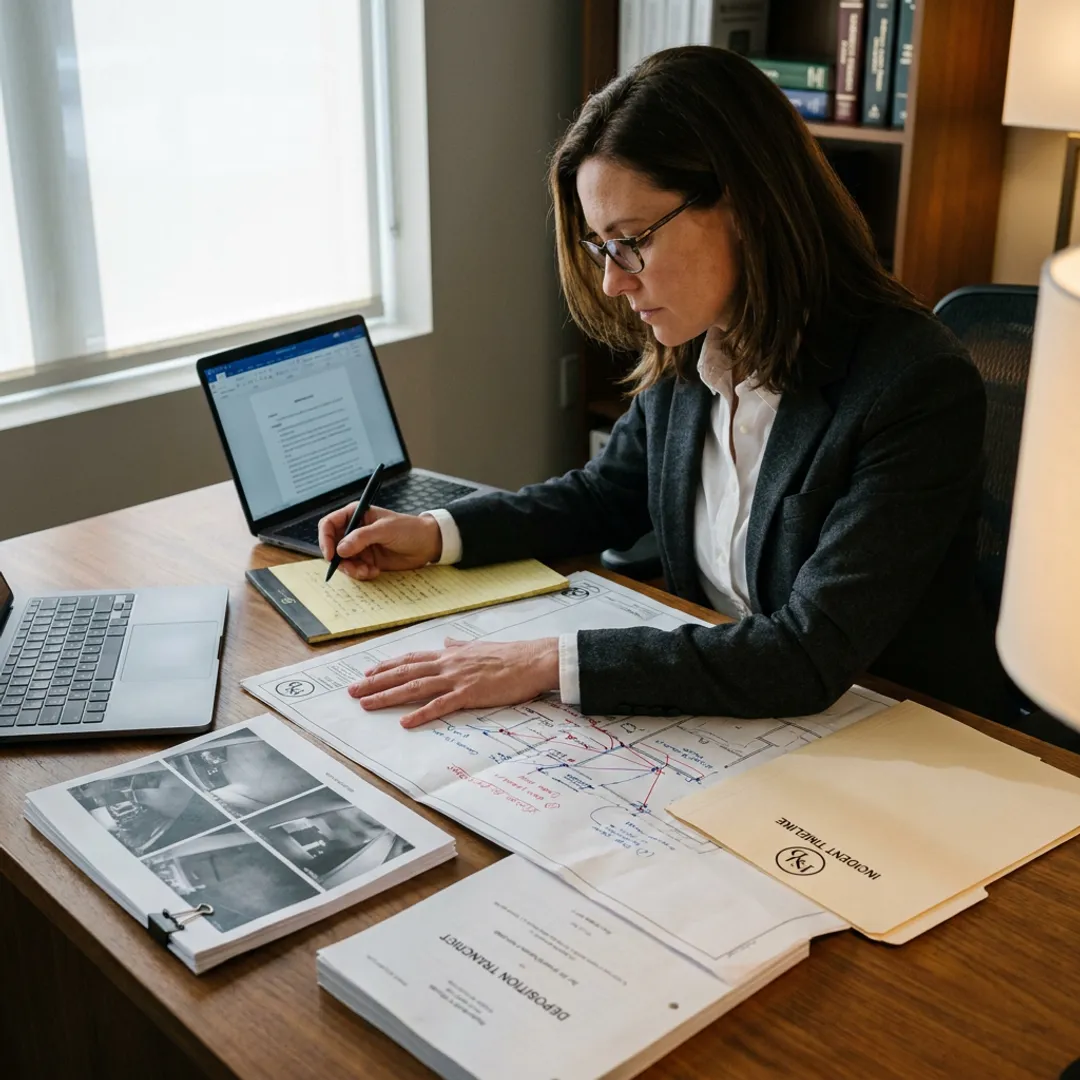 Litigation security consultant analyzing evidence