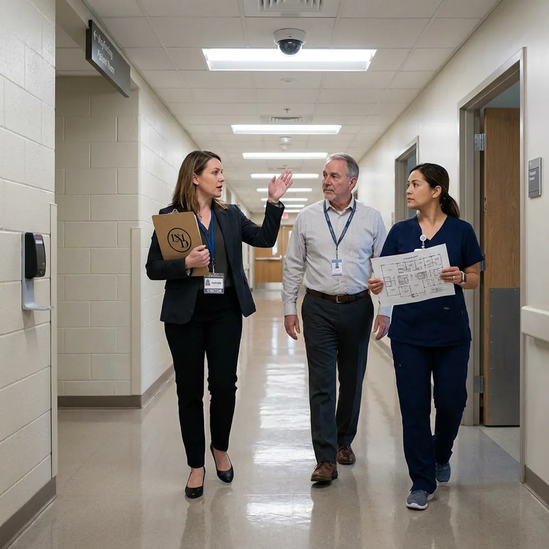 Hospital security assessment process with consultant and staff