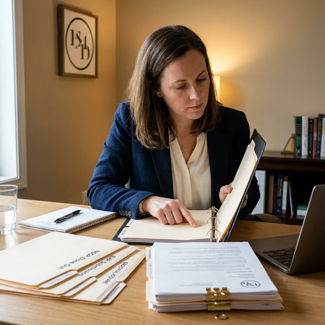 Consultant preparing grant close-out files