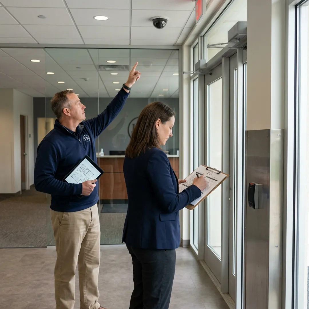 Security consultants conducting a facility risk assessment