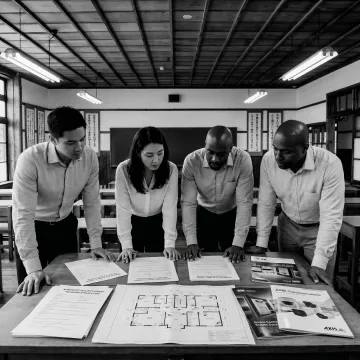 Nonprofit team reviewing security grant documents