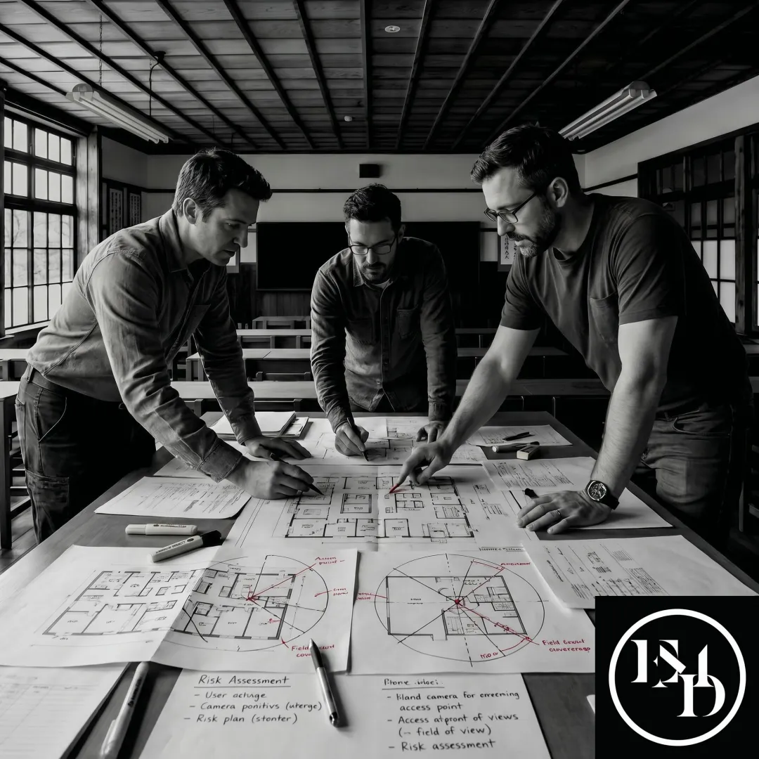 Security consultants analyzing facility risk