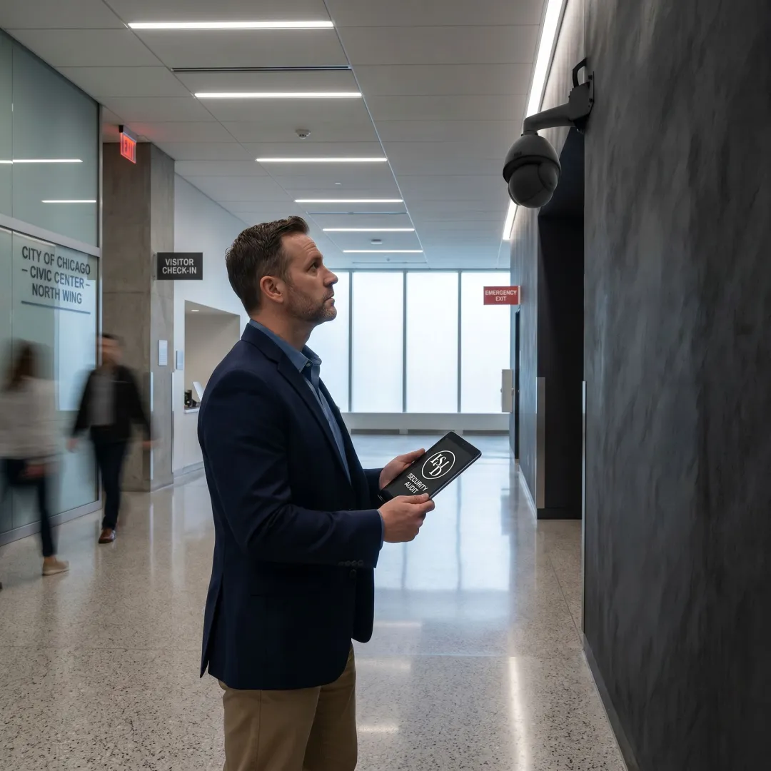 Security consultant assessing a Chicago facility